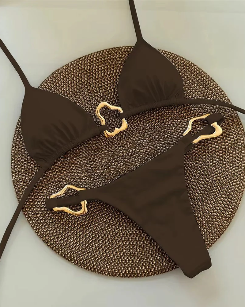 Isabelle Women's Bikini Set – Flattering Swimwear with Elegant Gold-Tone Details