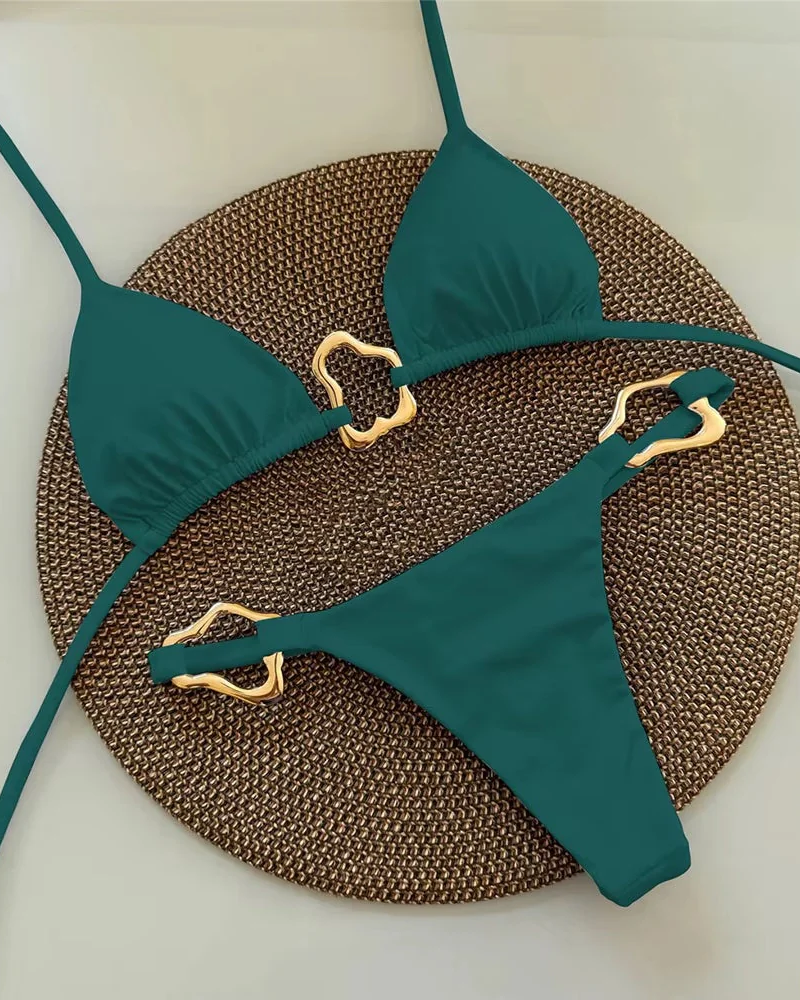Isabelle Women's Bikini Set – Flattering Swimwear with Elegant Gold-Tone Details
