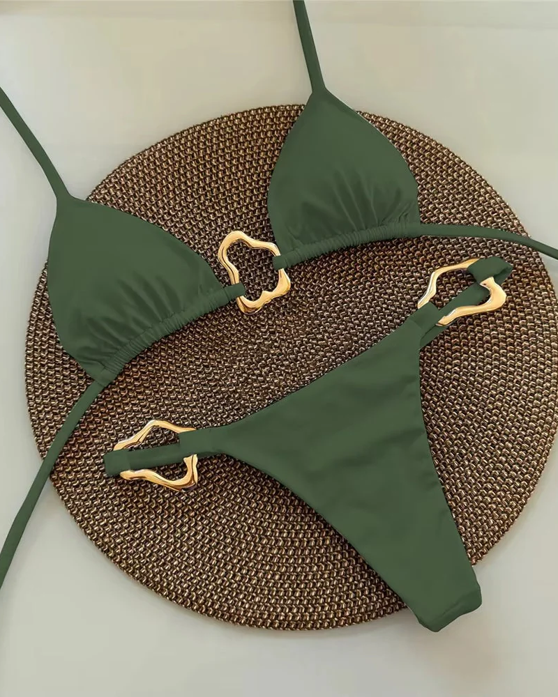 Isabelle Women's Bikini Set – Flattering Swimwear with Elegant Gold-Tone Details
