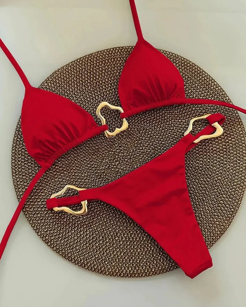 Isabelle Women's Bikini Set – Flattering Swimwear with Elegant Gold-Tone Details