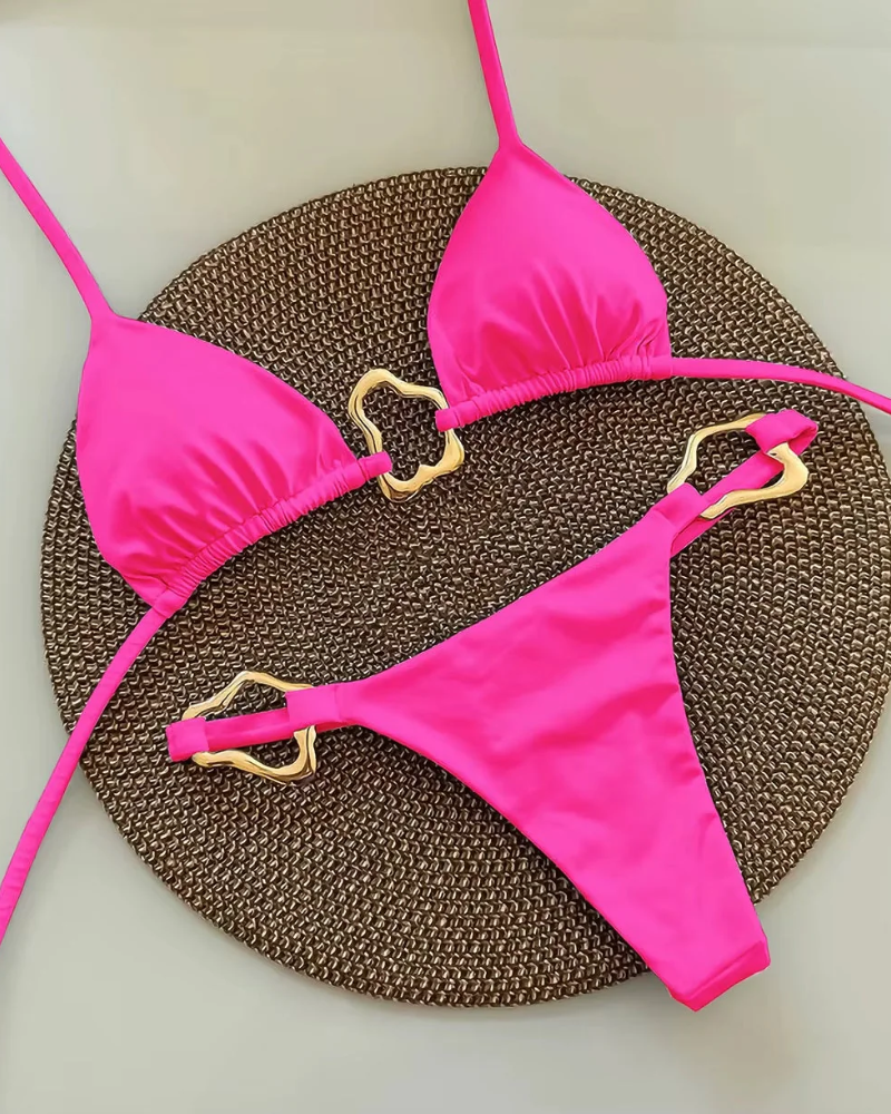 Isabelle Women's Bikini Set – Flattering Swimwear with Elegant Gold-Tone Details
