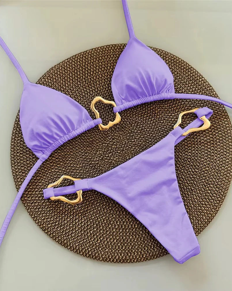 Isabelle Women's Bikini Set – Flattering Swimwear with Elegant Gold-Tone Details