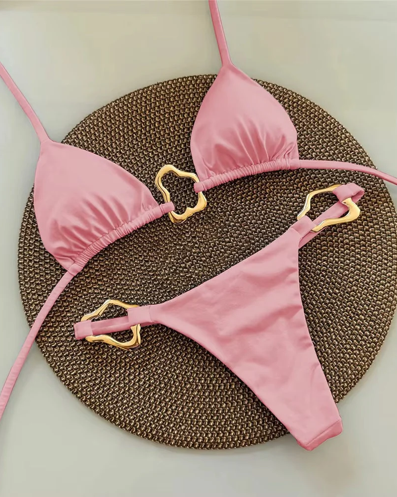 Isabelle Women's Bikini Set – Flattering Swimwear with Elegant Gold-Tone Details