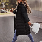 Evie Women’s Long Puffer Coat – Quilted Winter Jacket with Hood & Windproof Design