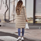 Evie Women’s Long Puffer Coat – Quilted Winter Jacket with Hood & Windproof Design