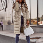 Evie Women’s Long Puffer Coat – Quilted Winter Jacket with Hood & Windproof Design