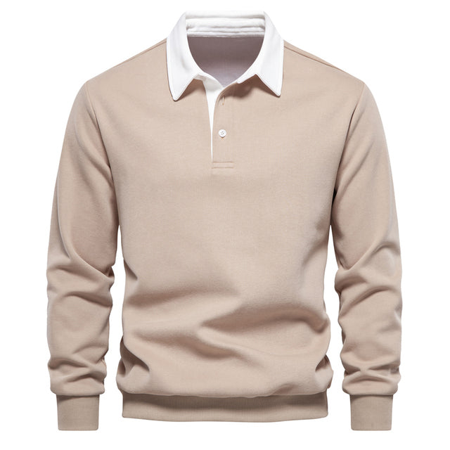 Hugo Men's Polo Sweater – Long Sleeve Breathable Smart Casual Pullover
