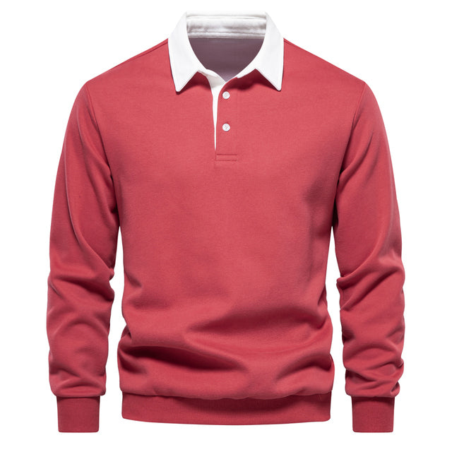 Hugo Men's Polo Sweater – Long Sleeve Breathable Smart Casual Pullover