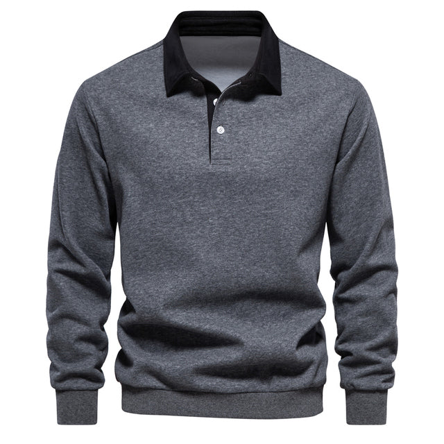 Hugo Men's Polo Sweater – Long Sleeve Breathable Smart Casual Pullover