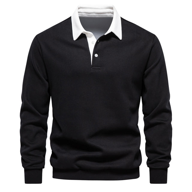 Hugo Men's Polo Sweater – Long Sleeve Breathable Smart Casual Pullover