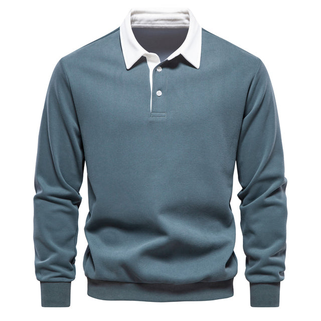 Hugo Men's Polo Sweater – Long Sleeve Breathable Smart Casual Pullover