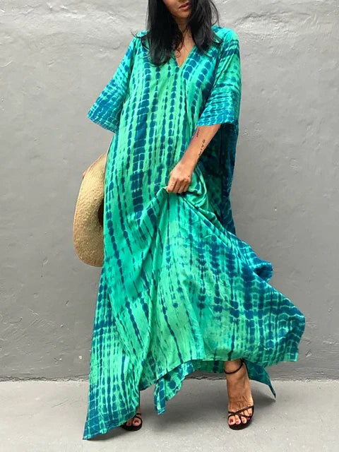 Janne Women's Maxi Kaftan Dress – Lightweight Boho Beach Vacation Dress