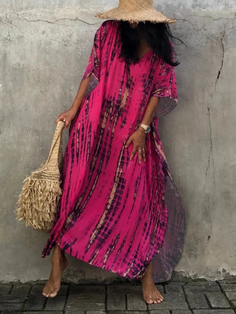 Janne Women's Maxi Kaftan Dress – Lightweight Boho Beach Vacation Dress