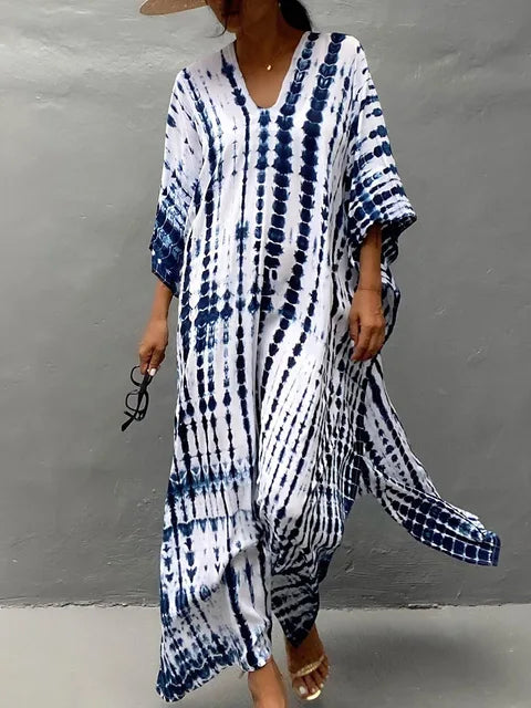 Janne Women's Maxi Kaftan Dress – Lightweight Boho Beach Vacation Dress