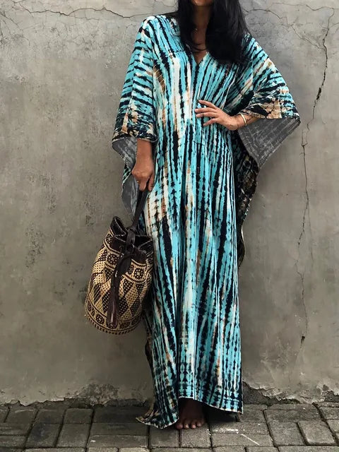 Janne Women's Maxi Kaftan Dress – Lightweight Boho Beach Vacation Dress
