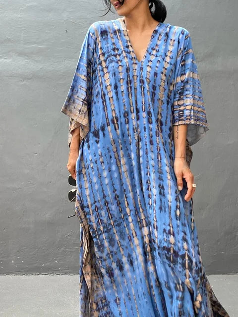 Janne Women's Maxi Kaftan Dress – Lightweight Boho Beach Vacation Dress