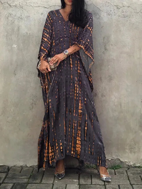 Janne Women's Maxi Kaftan Dress – Lightweight Boho Beach Vacation Dress