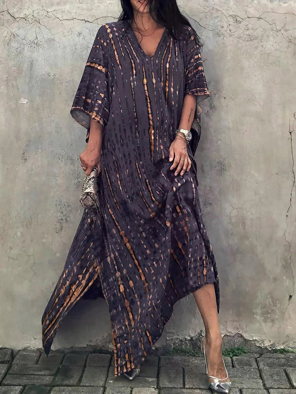 Janne Women's Maxi Kaftan Dress – Lightweight Boho Beach Vacation Dress