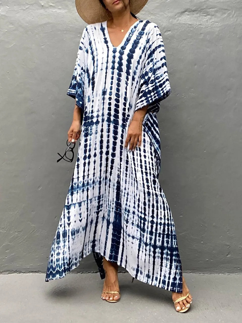 Janne Women's Maxi Kaftan Dress – Lightweight Boho Beach Vacation Dress
