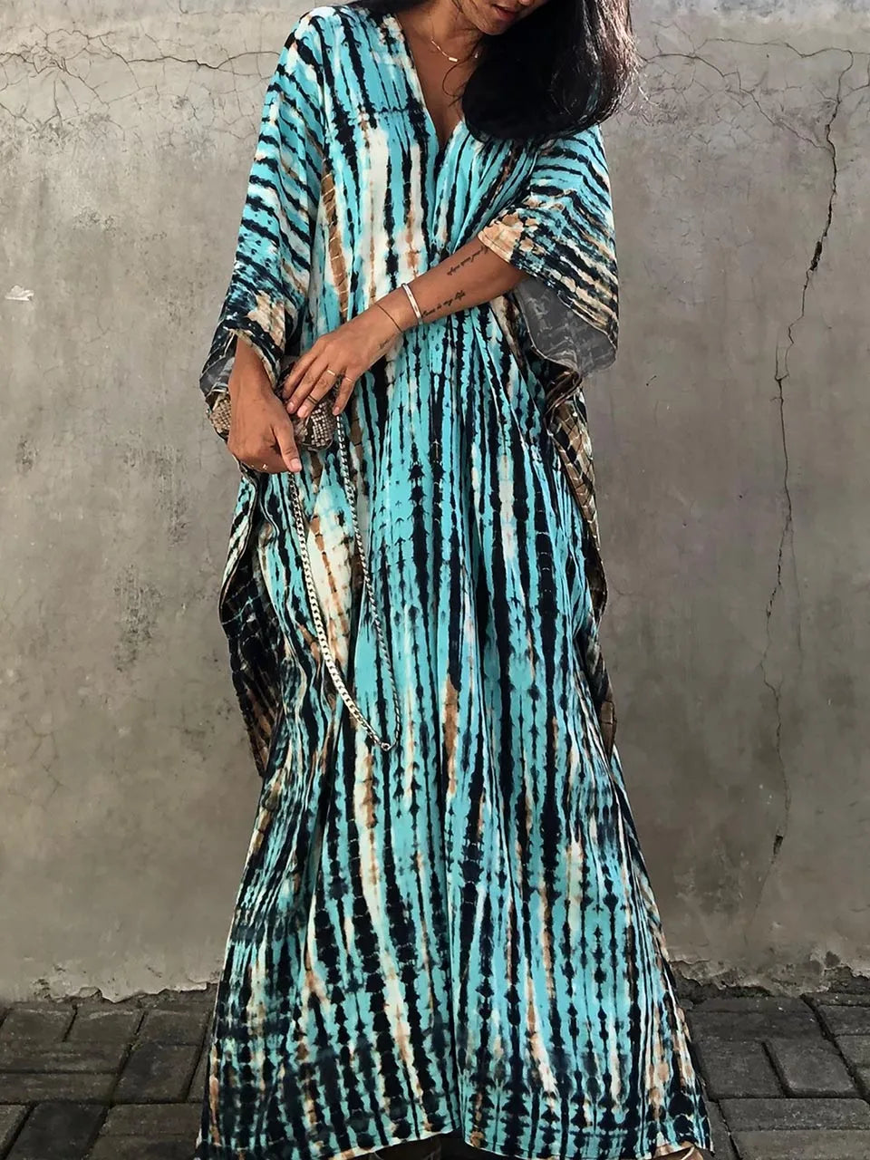 Janne Women's Maxi Kaftan Dress – Lightweight Boho Beach Vacation Dress