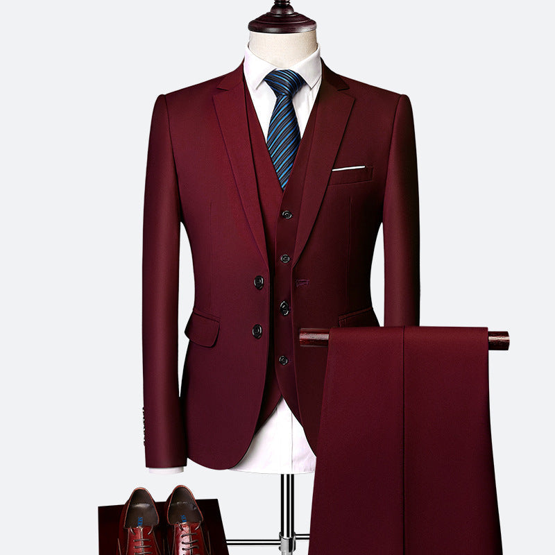 David Men's 3-Piece Suit – Slim Fit Blazer Vest & Trousers Formal Set