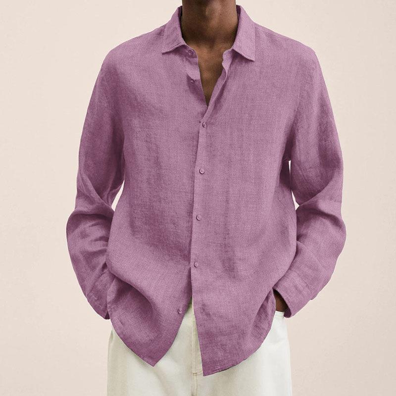 Giovanni Men's Linen Shirt – Long Sleeve Breathable Classic Casual Shirt