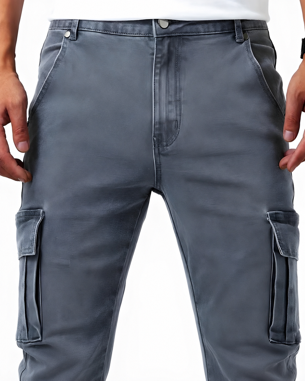 Francois Men's Stretch Denim Cargo Pants – Slim Fit Utility Jeans with Pockets