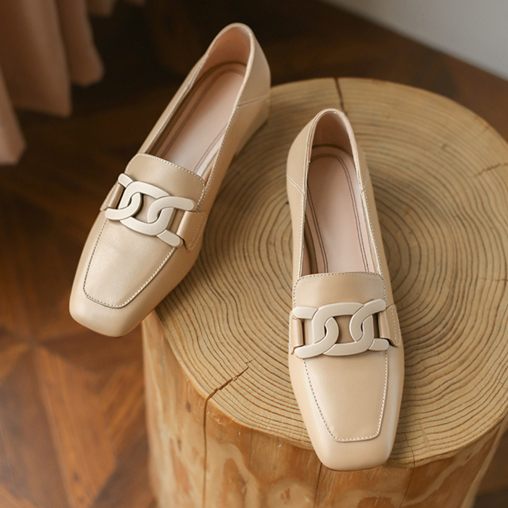 Evrynth Women's Mary Jane Loafers – Leather Chunky Heel Shoes with Buckle