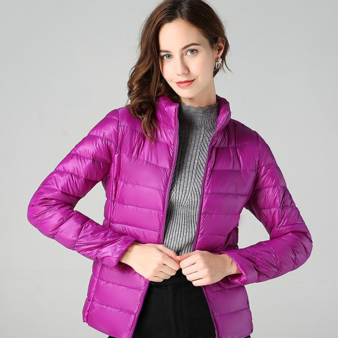 Aurora Women's Lightweight Jacket – Water-Resistant Packable Pleated Coat