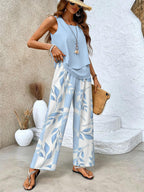 Ghislaine Women's Floral Two-Piece Set – Lightweight Top & Pants Outfit