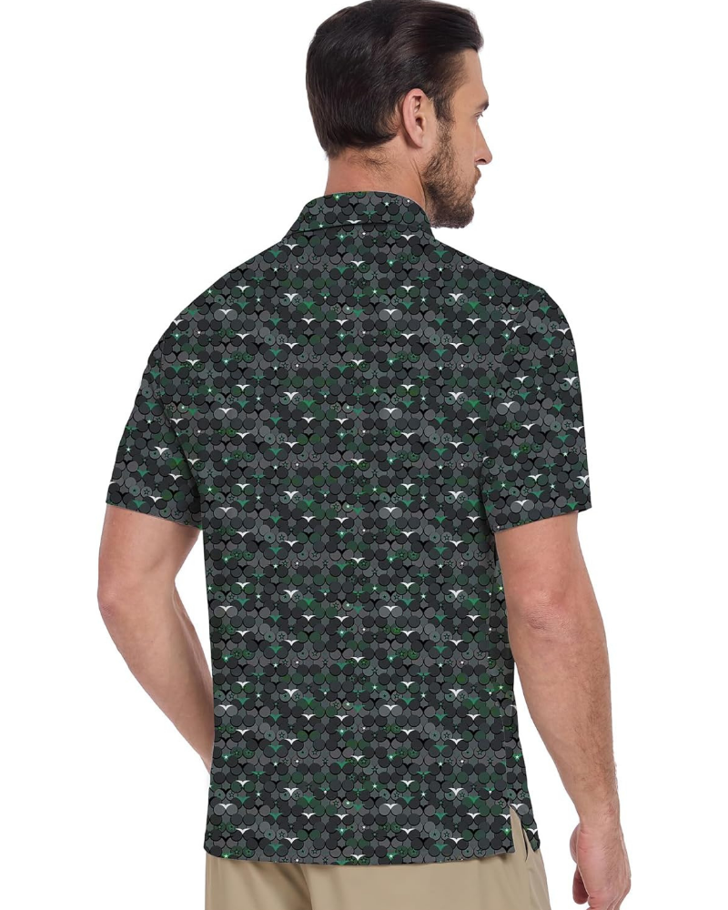 Brandon Men’s Performance Golf Polo Shirt – Moisture-Wicking Stretch Short Sleeve Print Polo