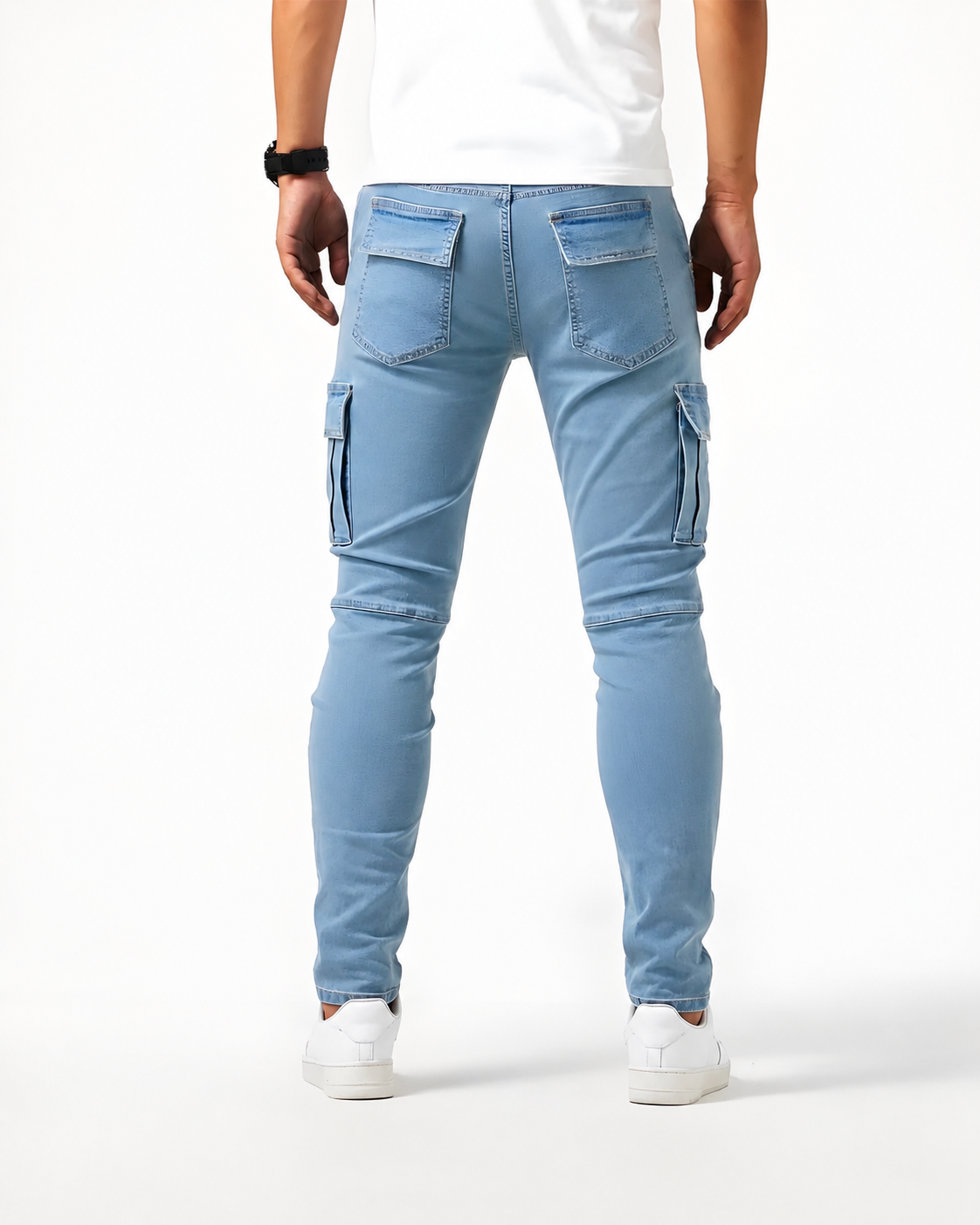 Francois Men's Stretch Denim Cargo Pants – Slim Fit Utility Jeans with Pockets