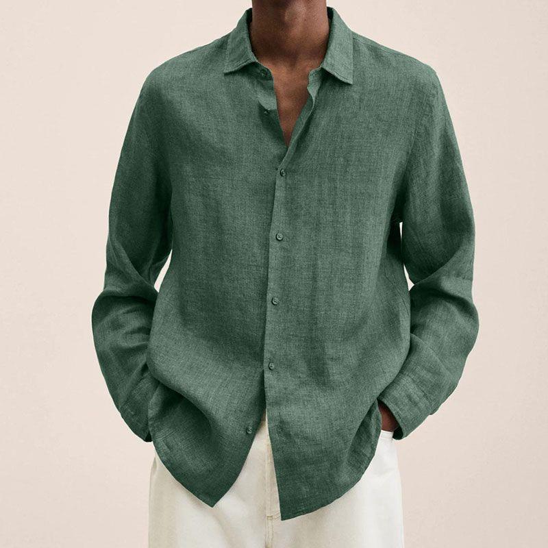 Giovanni Men's Linen Shirt – Long Sleeve Breathable Classic Casual Shirt