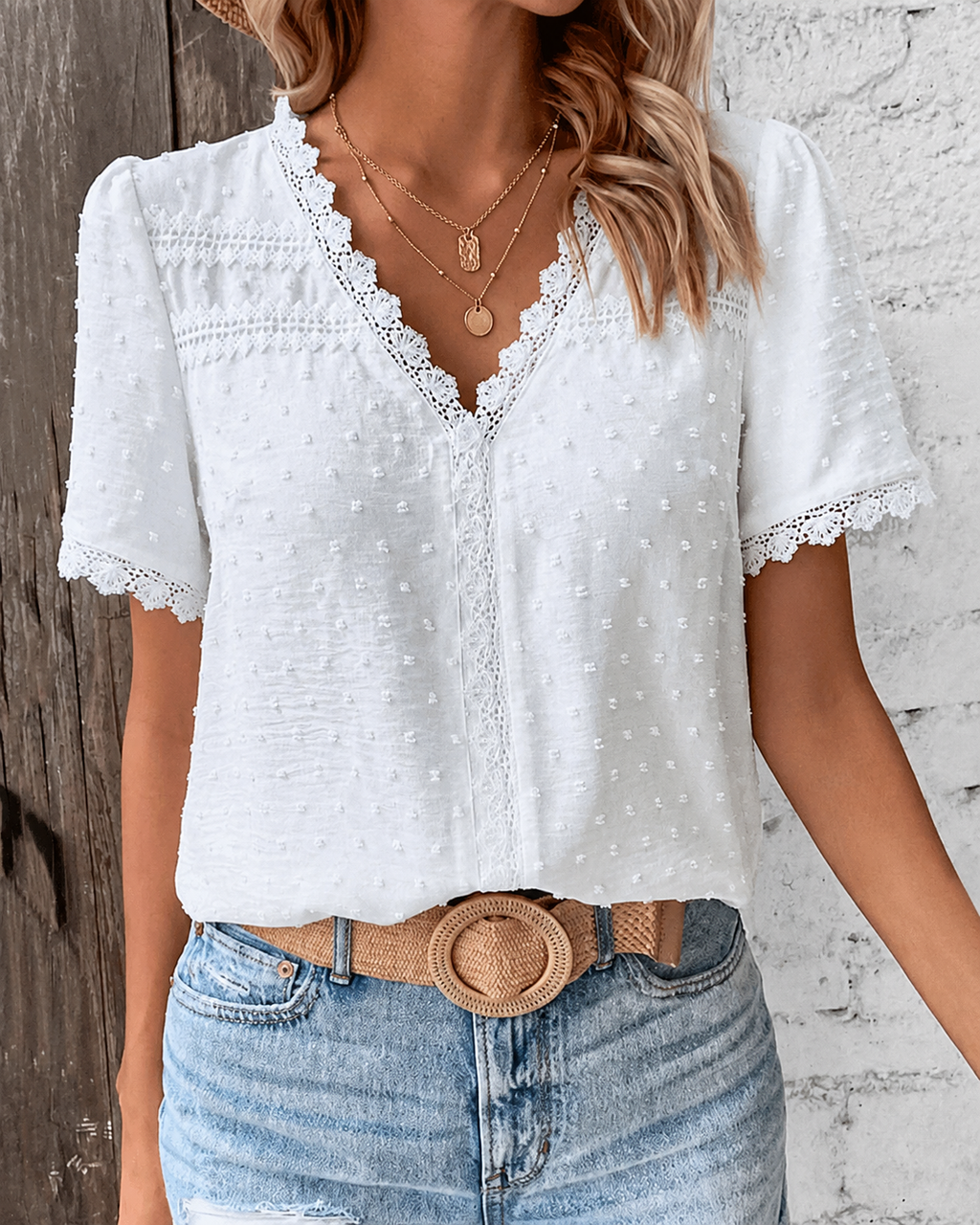 Sophie Women's Cotton Blouse – Vintage Lace Puff Sleeve Top for Elegant Outfits