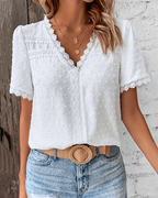 Sophie Women's Cotton Blouse – Vintage Lace Puff Sleeve Top for Elegant Outfits