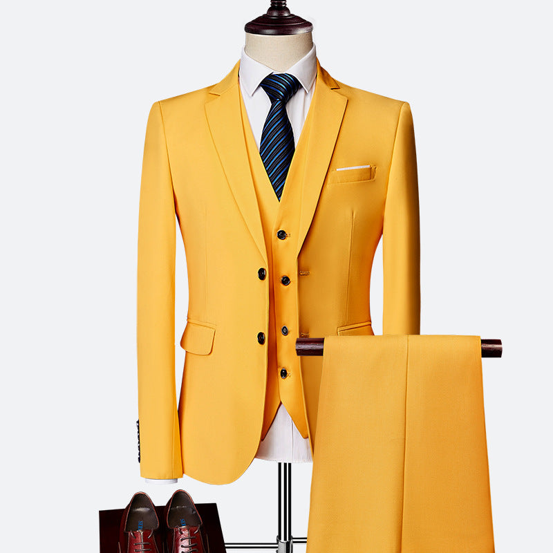 David Men's 3-Piece Suit – Slim Fit Blazer Vest & Trousers Formal Set