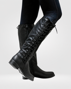 Avia Women's Tall Leather Boots – Lace-Up Winter Boots with Low Block Heel