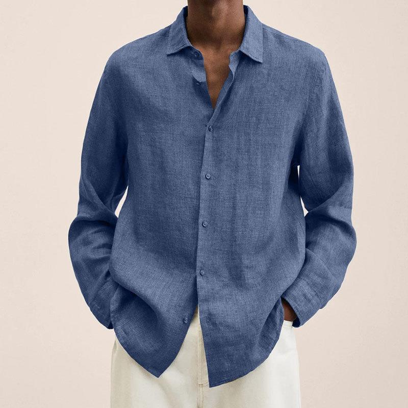 Giovanni Men's Linen Shirt – Long Sleeve Breathable Classic Casual Shirt