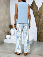 Ghislaine Women's Floral Two-Piece Set – Lightweight Top & Pants Outfit