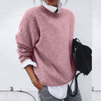 Elena Women's Cashmere Sweater – 100% Cashmere Crew Neck Minimalist Pullover