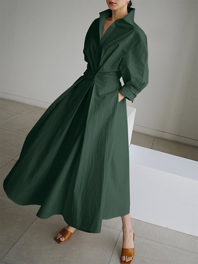 Lucie Women's Button Midi Dress – Elegant Lightweight Front Button Dress