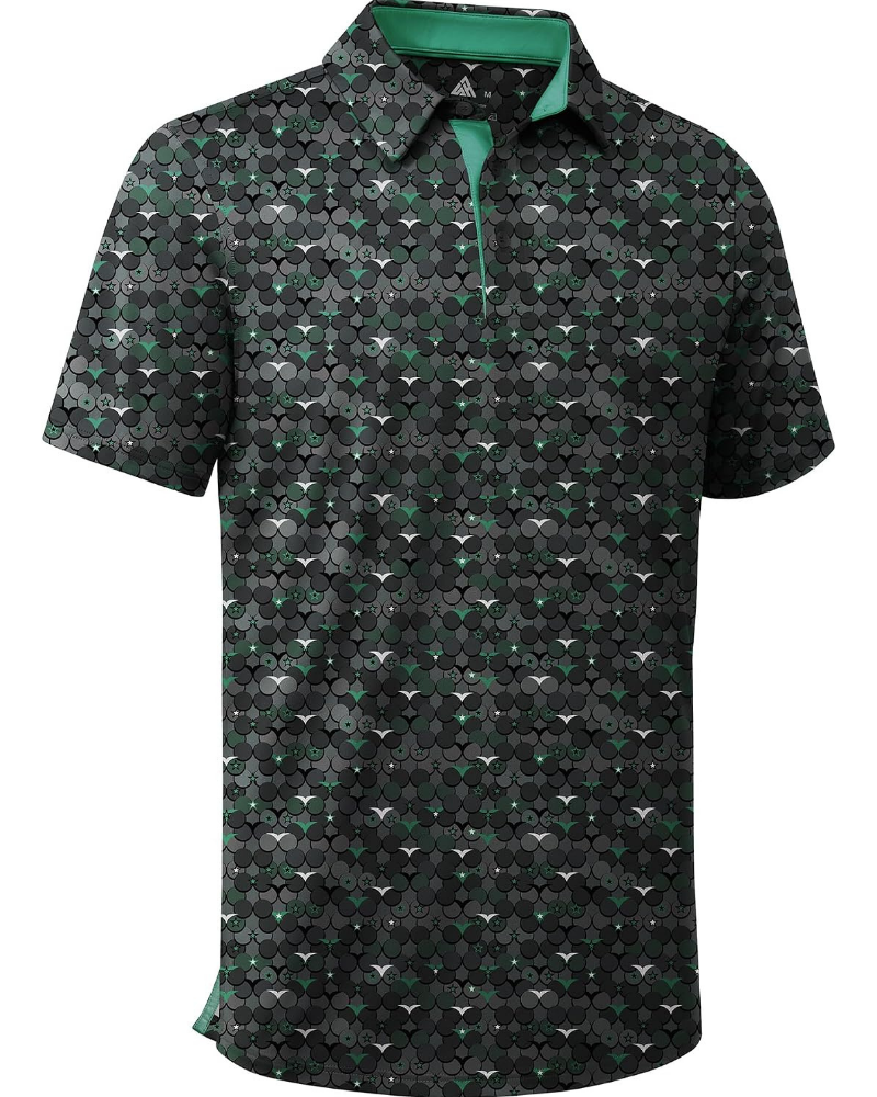 Brandon Men’s Performance Golf Polo Shirt – Moisture-Wicking Stretch Short Sleeve Print Polo