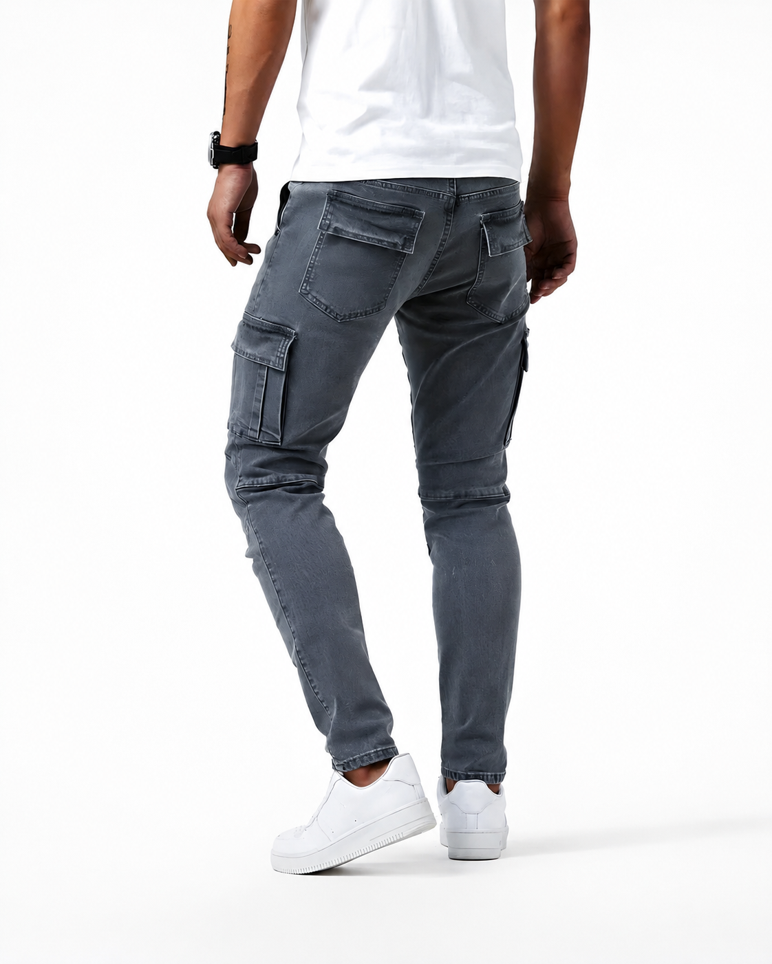 Francois Men's Stretch Denim Cargo Pants – Slim Fit Utility Jeans with Pockets