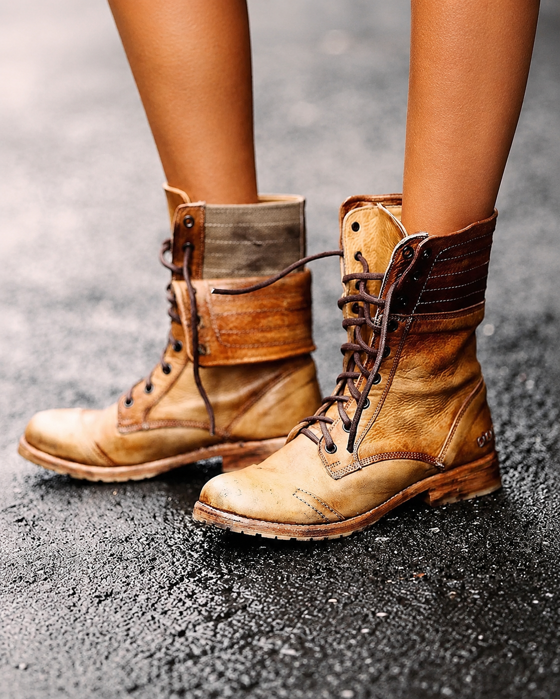 Ambre Women's Leather Ankle Boots – Lace-Up Classic Boots for Chic Everyday Wear