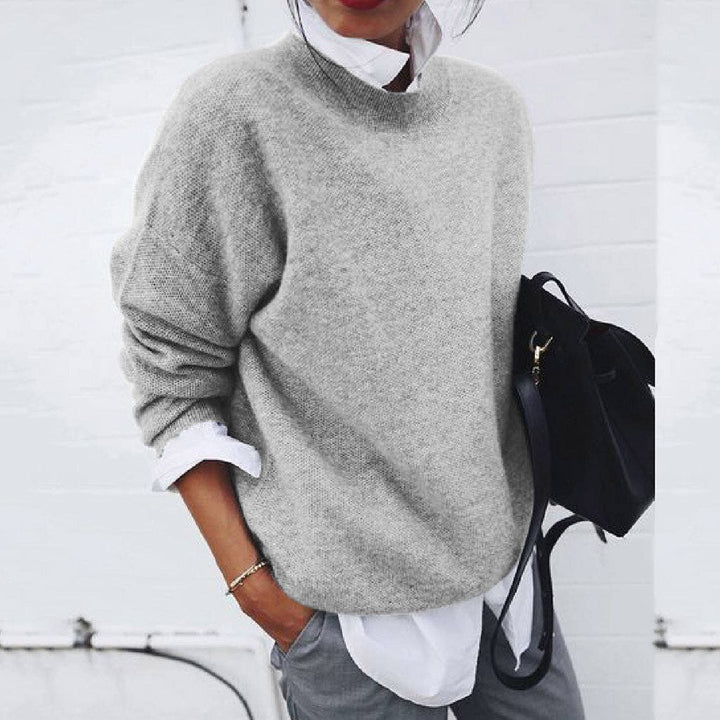 Elena Women's Cashmere Sweater – 100% Cashmere Crew Neck Minimalist Pullover