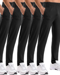 Evan Men’s 5-Pack Athletic Sweatpants – 4-Way Stretch, Zipper Pockets & Open Hem