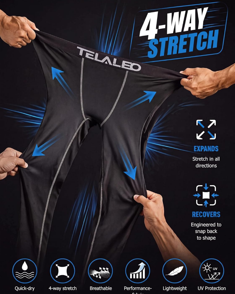 Dylan Men’s 5-Pack Compression Leggings – Quick-Dry, 4-Way Stretch & Moisture-Wicking