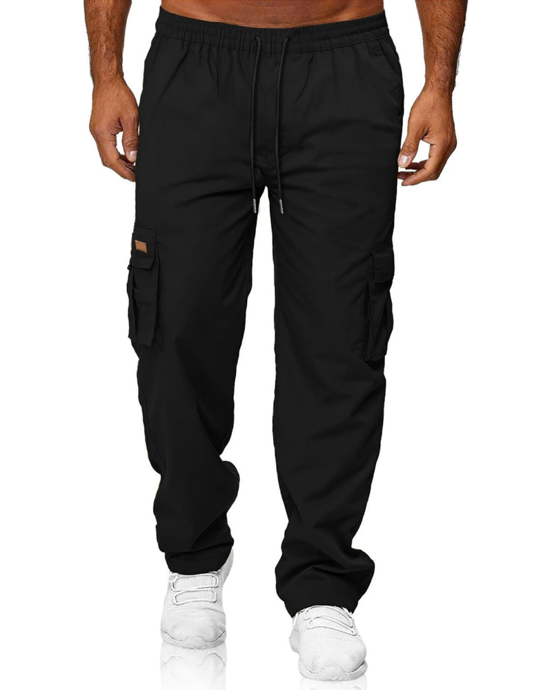 Hunter Men’s Casual Cargo Pants – Relaxed Fit, Drawstring Waist & Multi-Pocket Design