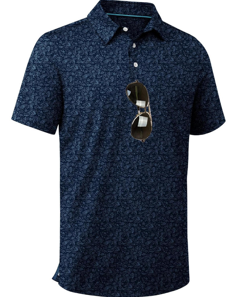 Brandon Men’s Performance Golf Polo Shirt – Moisture-Wicking Stretch Short Sleeve Print Polo