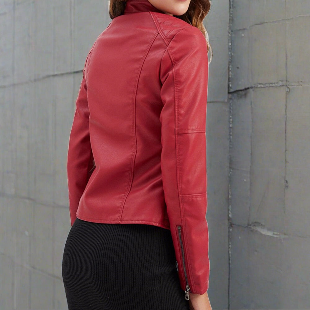 Diana Women's Leather Jacket – Zip Front Regular Fit Jacket with Pockets